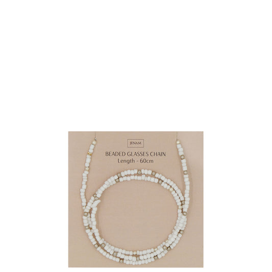 Beaded Glasses Chain (White & Silver) - 60cm