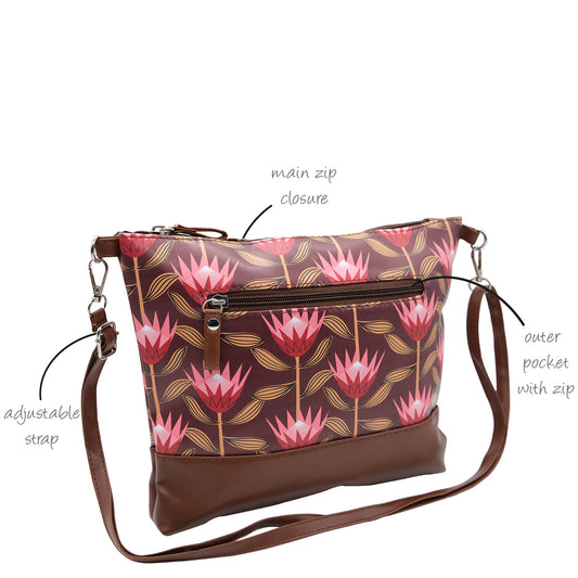 Out Of Africa Sling Bag (Protea) - 23 X 8 X 21cm