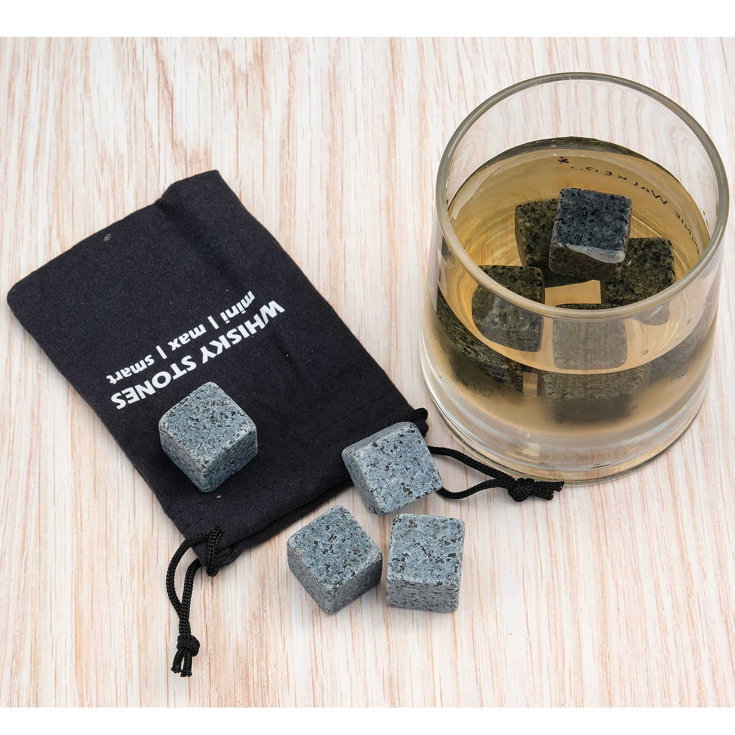 Novelty Whisky Stones - 9 Whisky Stones & Velvet Storage Pouch