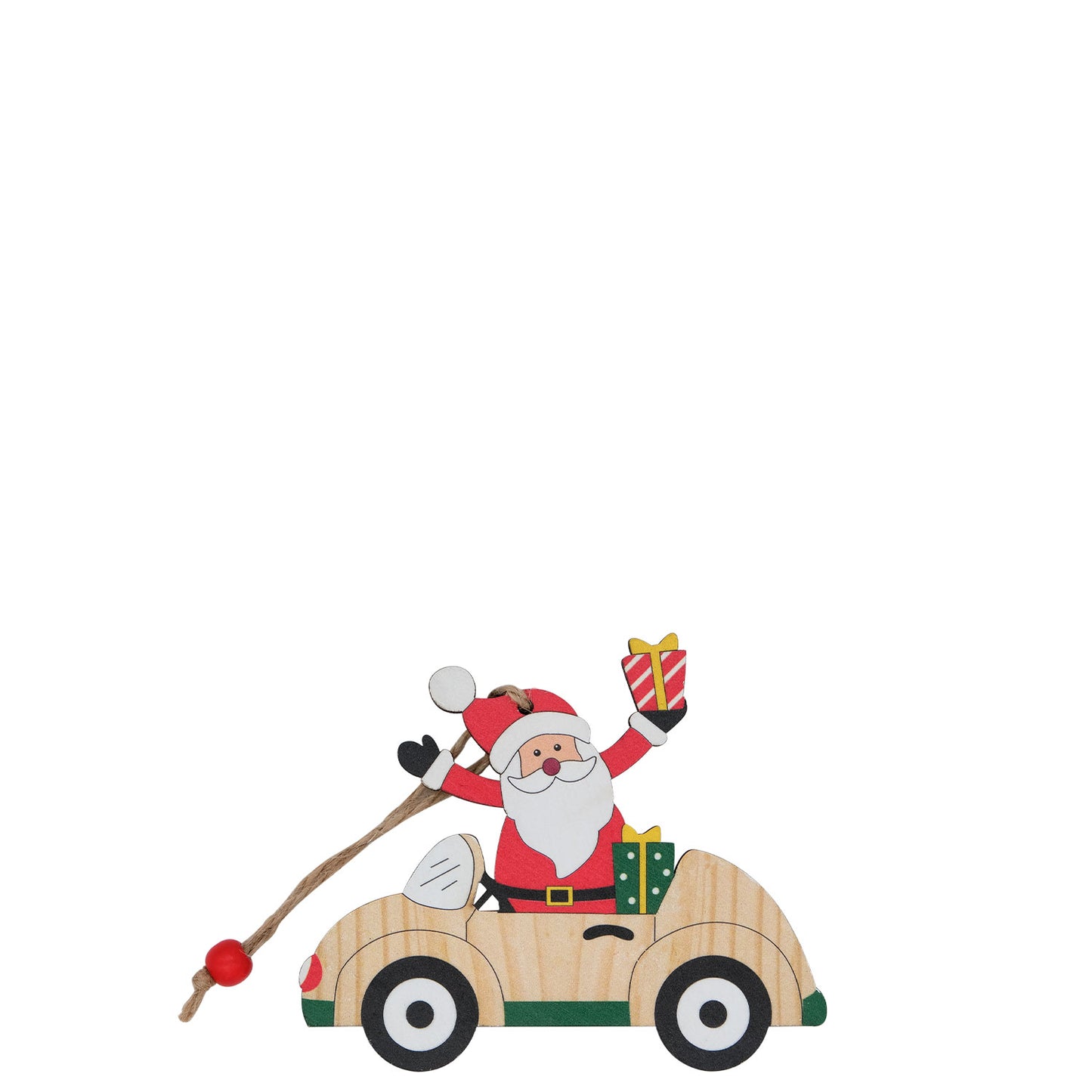 Christmas - Father Christmas Car Ornament (Wooden)