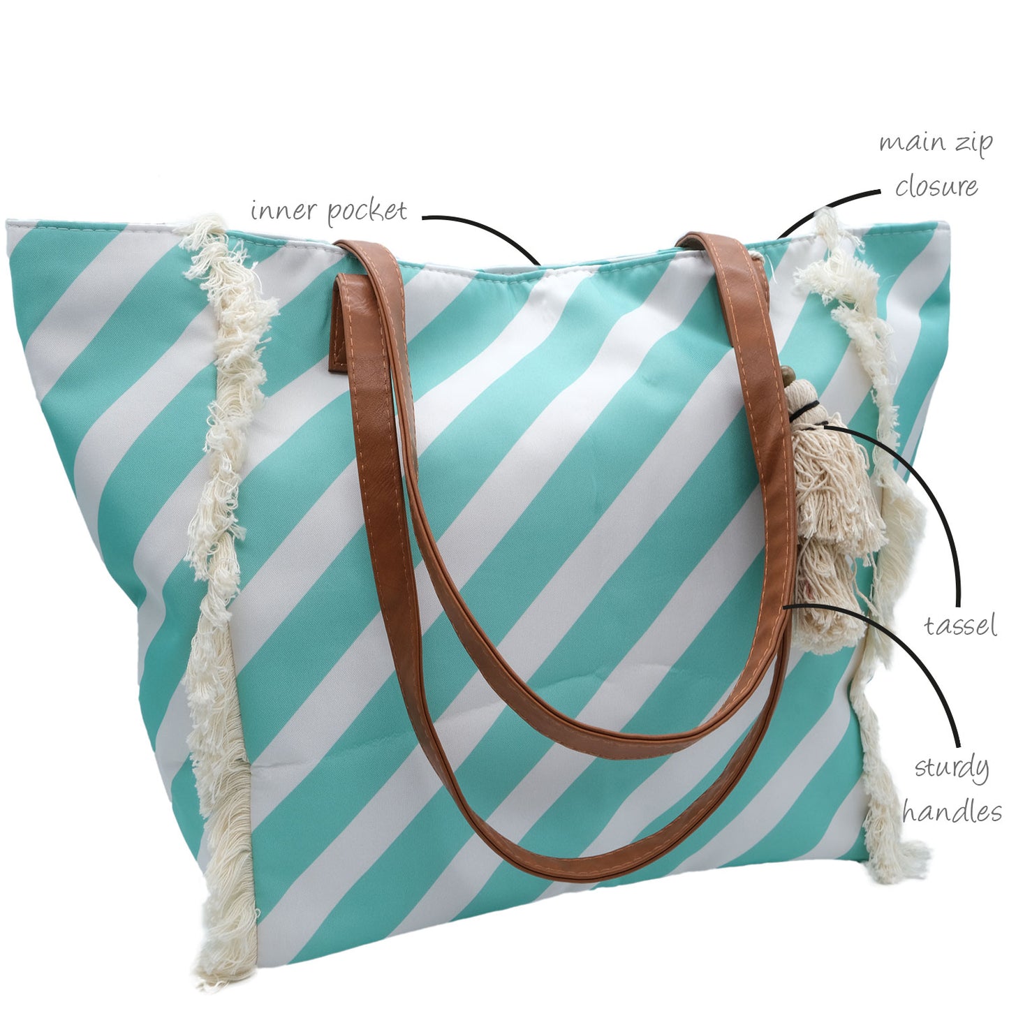 Turquoise Beach Bag With Tassel