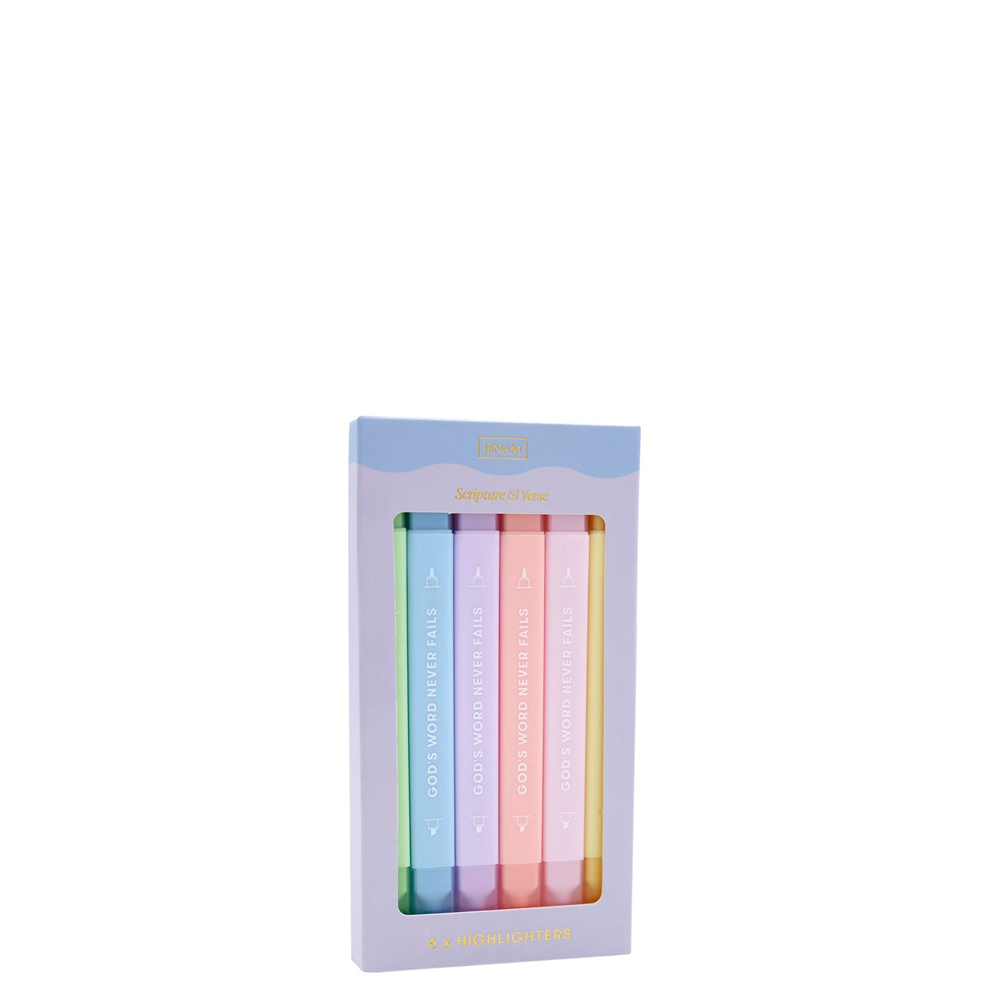 Scripture & Verse 6pc Highlighter Set (God's Word Never Fails) - 6 Dual - Tipped, Double - Edged Highlighters