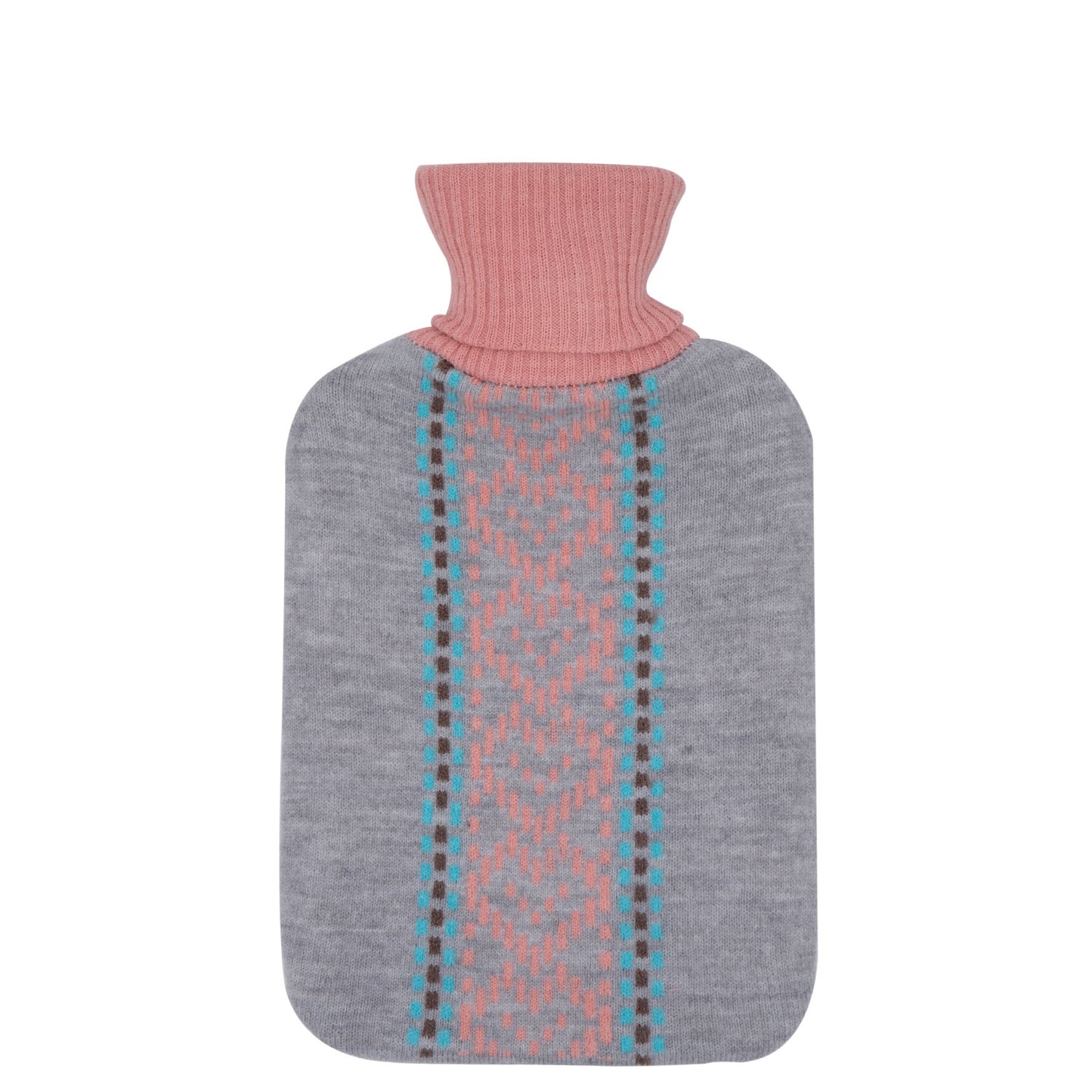 Cosy Hot Water Bottle (Knit Trim Blue & Pink) - 2 Litre
