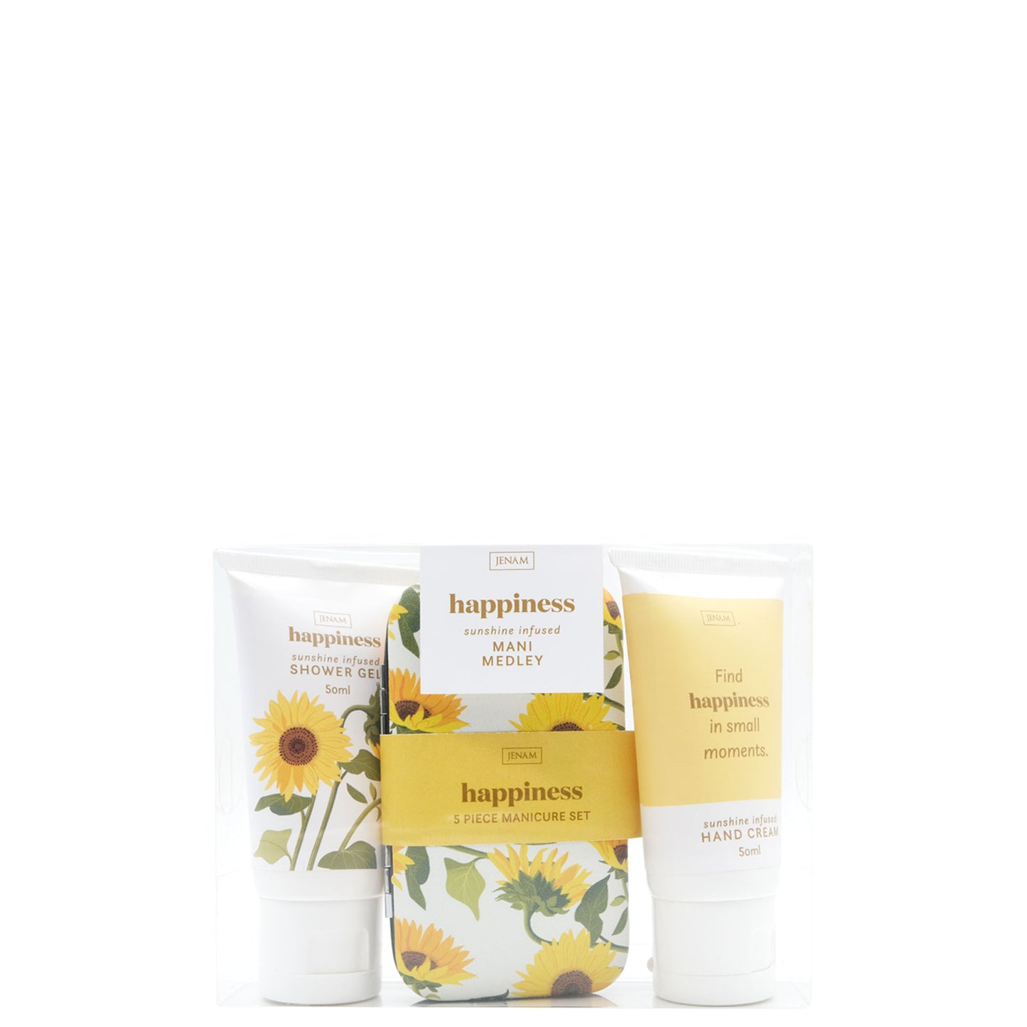 Sunflower Mani Medley - 50ml Shower Gel,50ml Hand Cream & 5pc Manicure Set