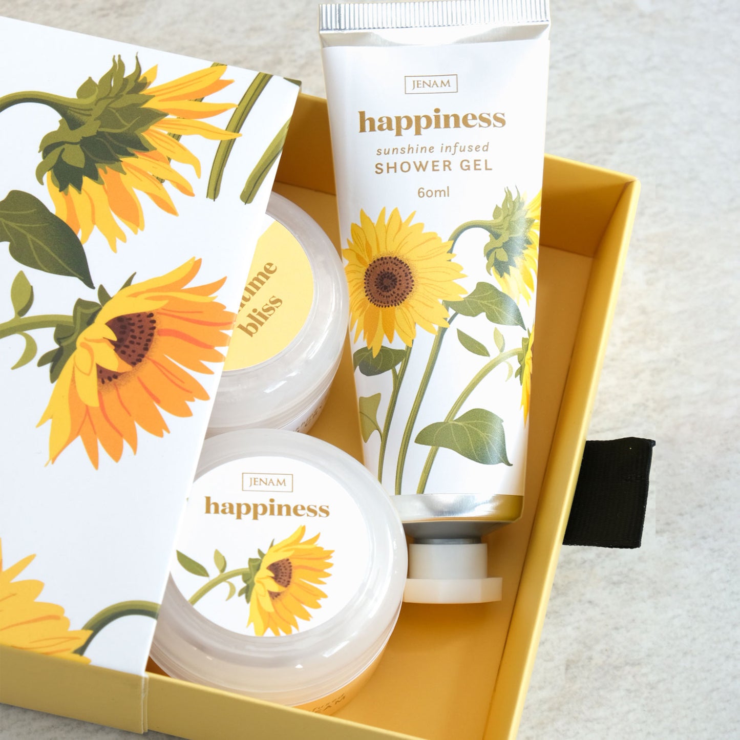 Sunflower Body & Bath Gift Box - 60ml Shower Gel, 60ml Hand Cream & 80g Bath Crystals