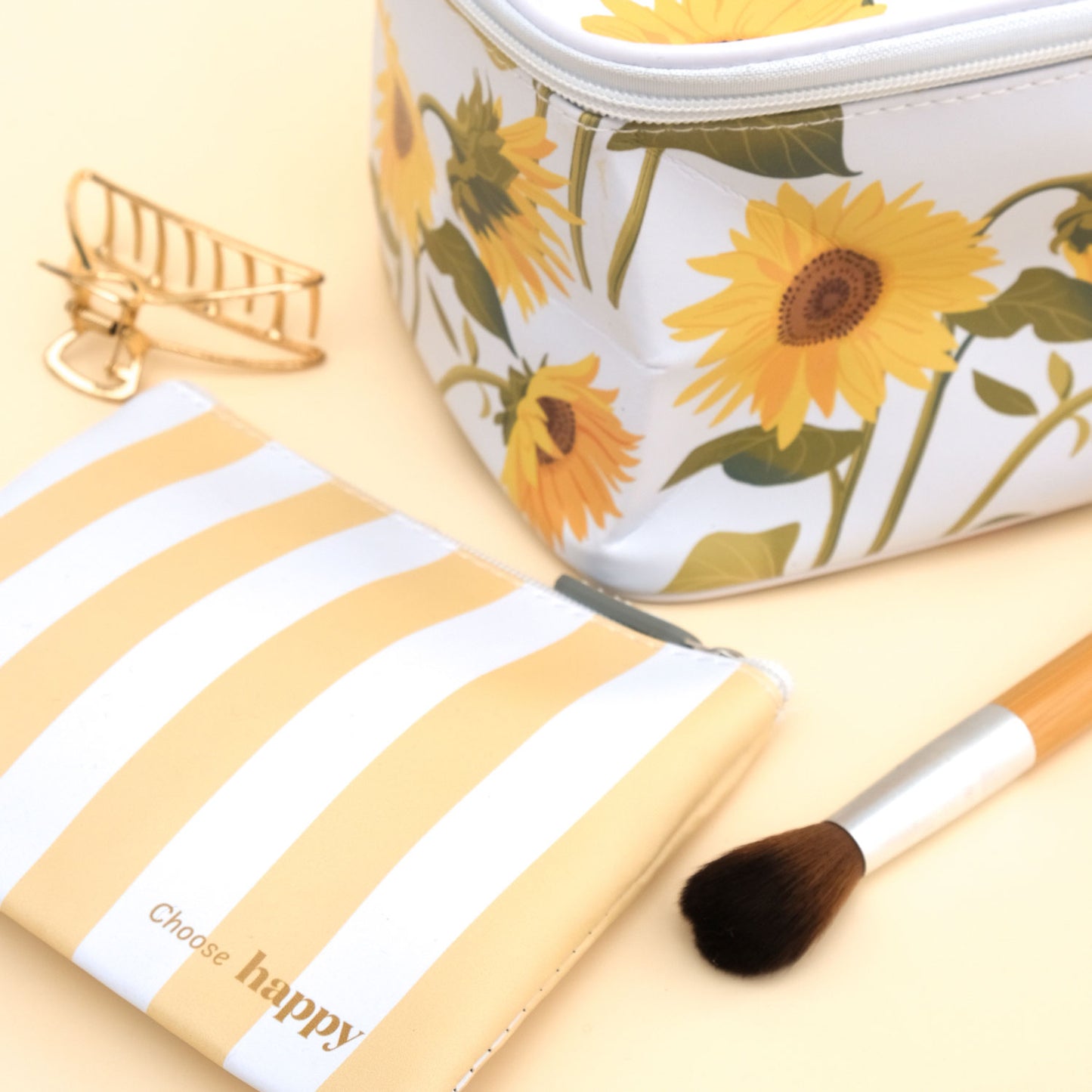 Sunflower 2pc Beauty Bag Set - 21 x 16cm & 17 x 12cm