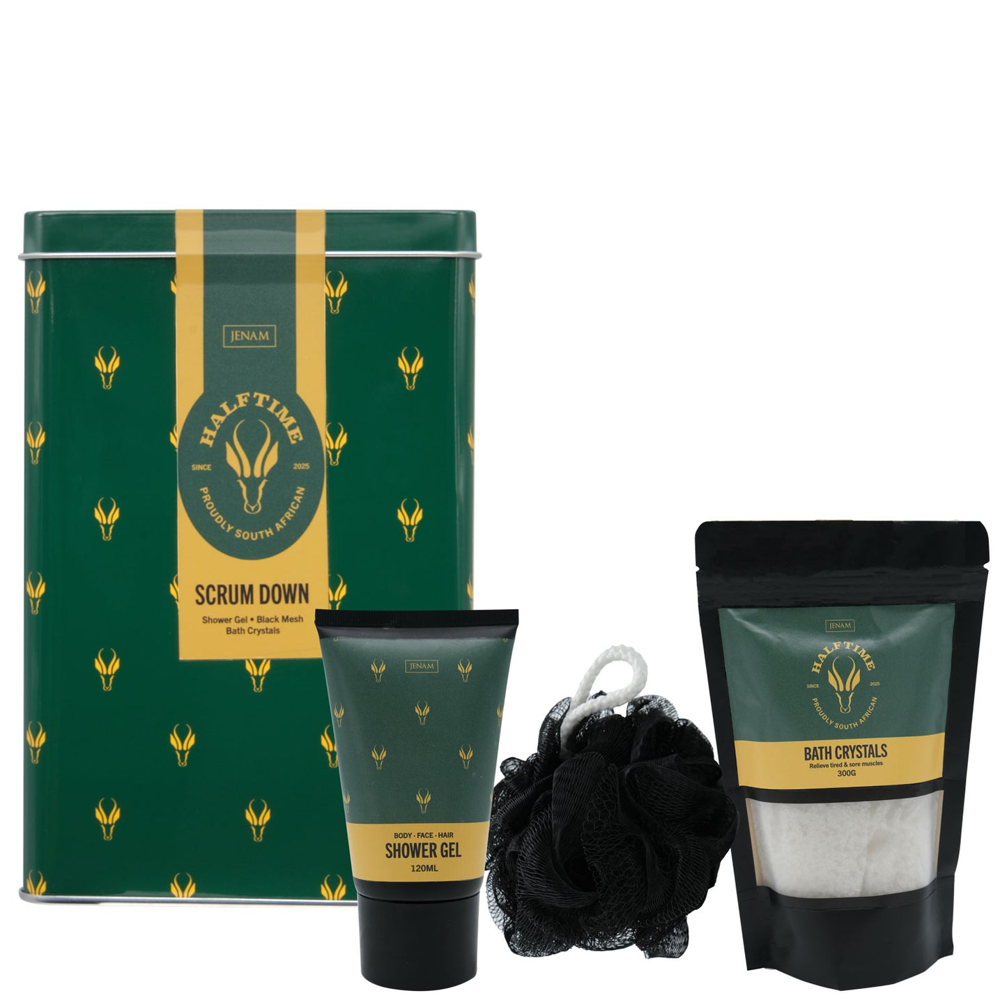 Half Time Scrum Down - 150ml Bath & Shower Gel, Bath Crystals & 30g Mesh Sponge