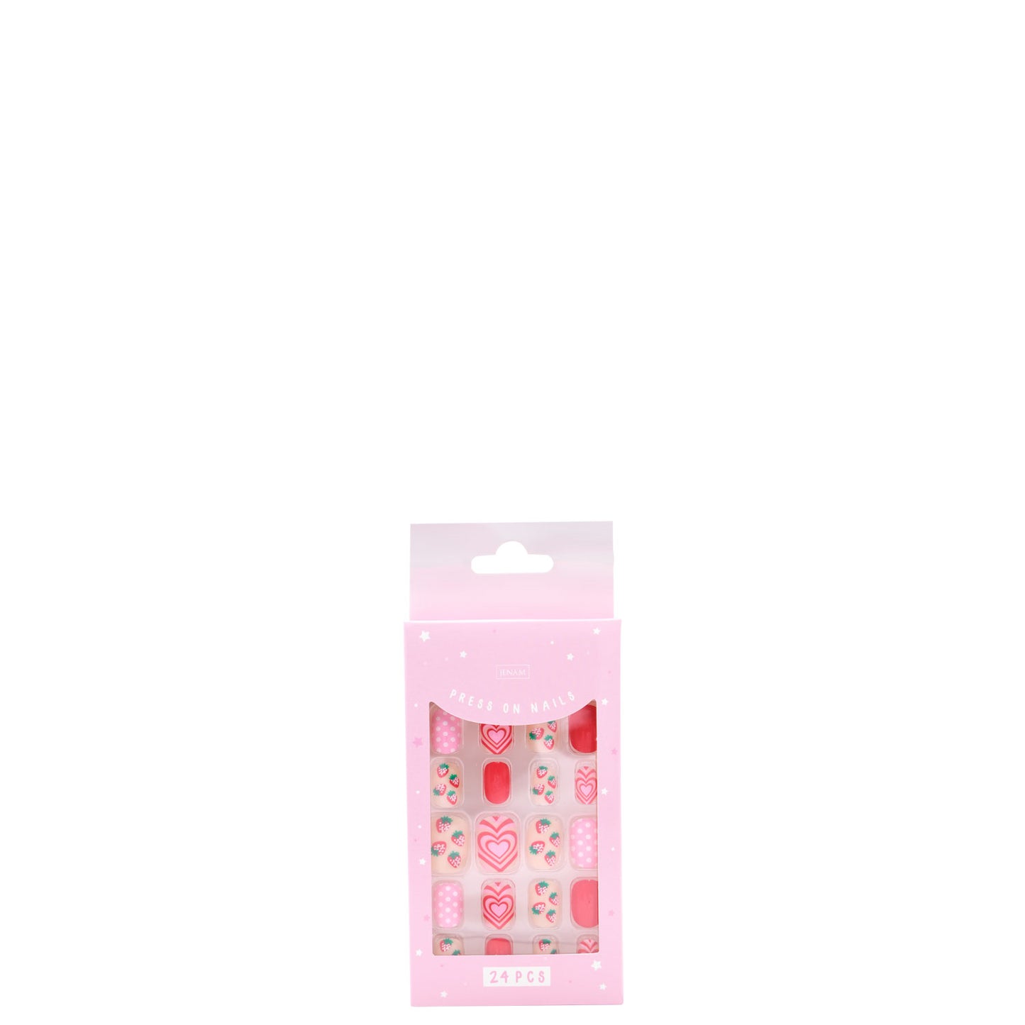 Hey Girl Press On Nails Strawberries - 24 Assorted Size Nails