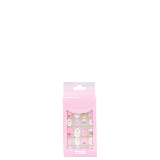 Hey Girl Press On Nails Unicorn & Rainbows - 24 Assorted Size Nails