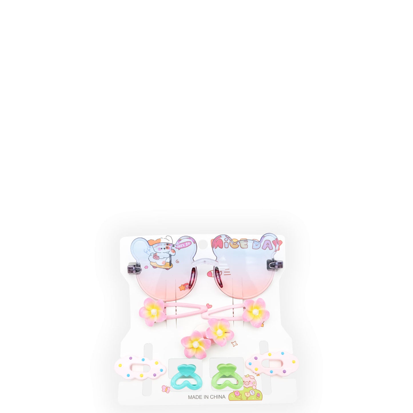 Hey Girl Sunglasses & Hair Clips Set - 1 x Sunglasses, 2 x Hairbands & 6 x Hair Clips