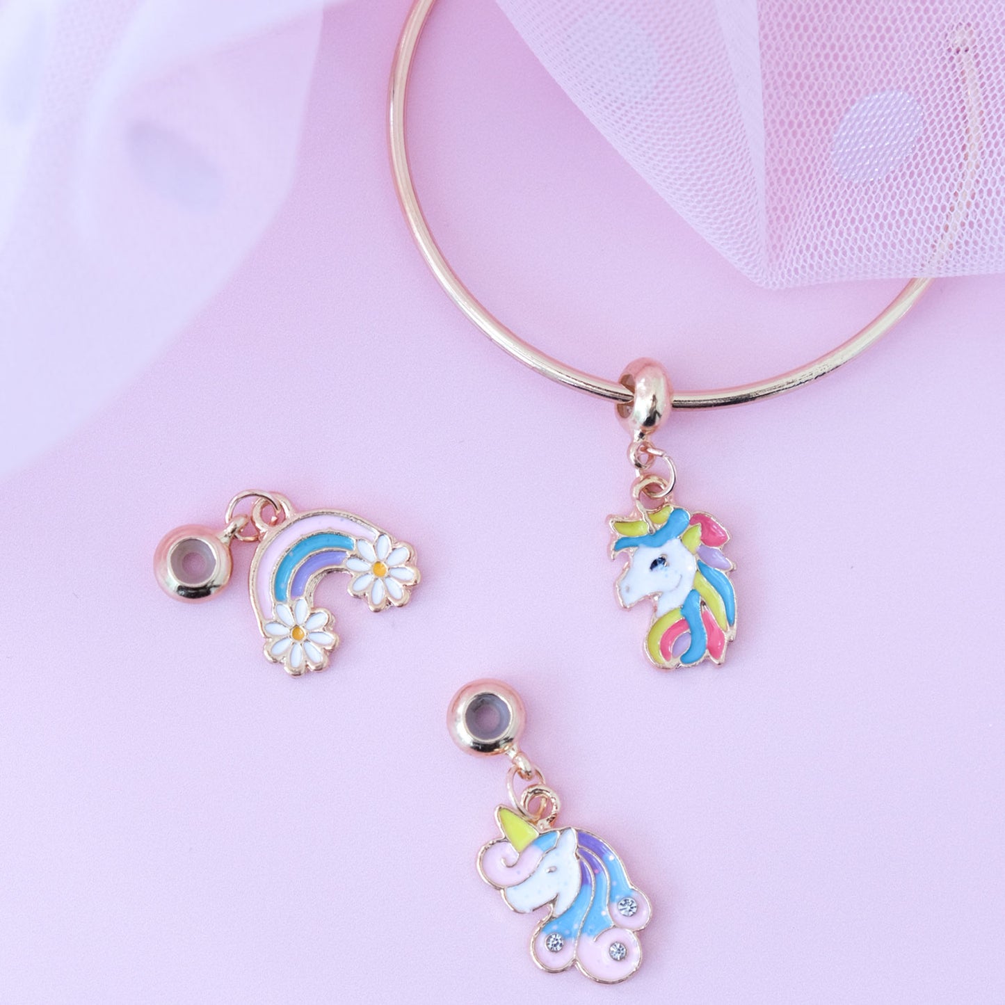 Hey Girl Bangle With 3 Charms - 1 x Bangle & 3 x Charms