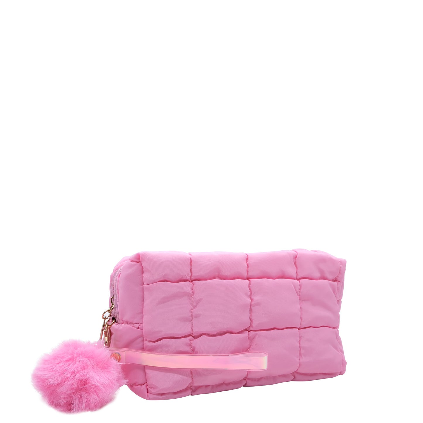 Pink Cosmetic Bag With Pom Pom
