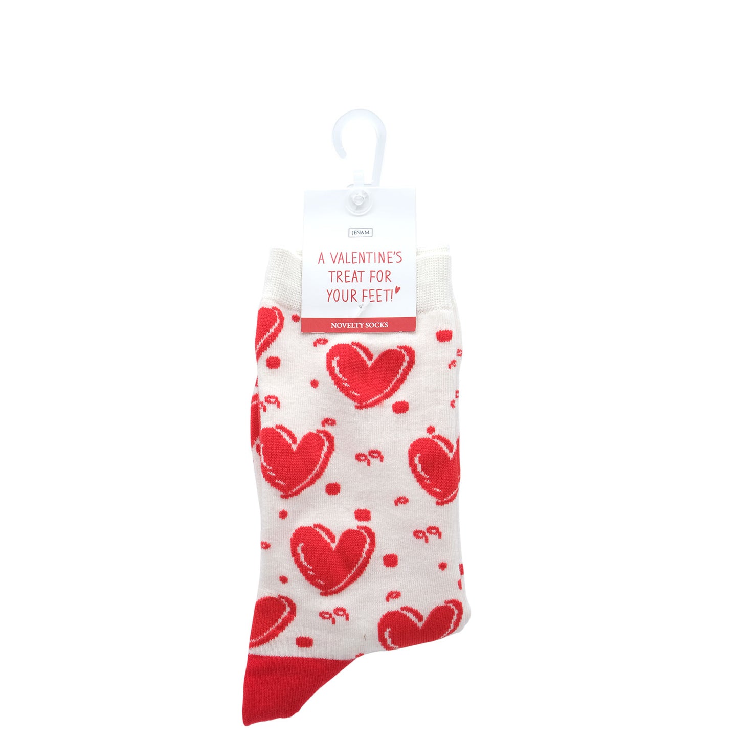 Valentines Day Accessories - White Socks With Red Hearts