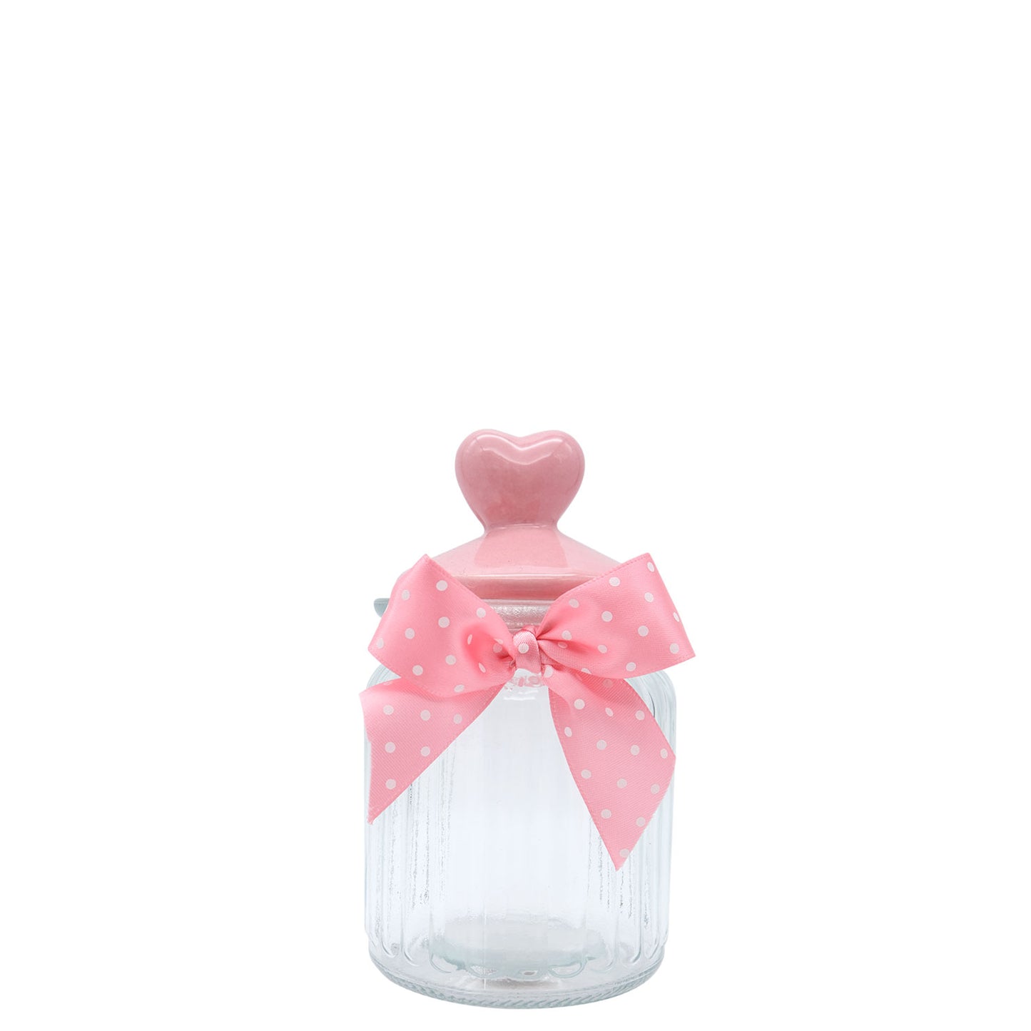 Valentines Day Accessories - Glass Jar With Pink Ceramic Heart Lid