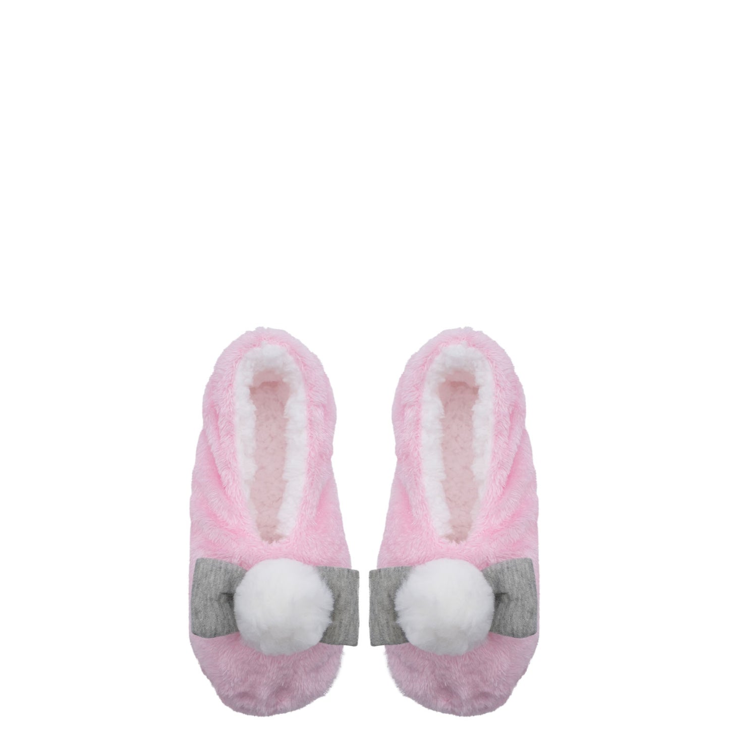Cosy - Fluffy Slipper - (Pink With Bow + Pom Pom)