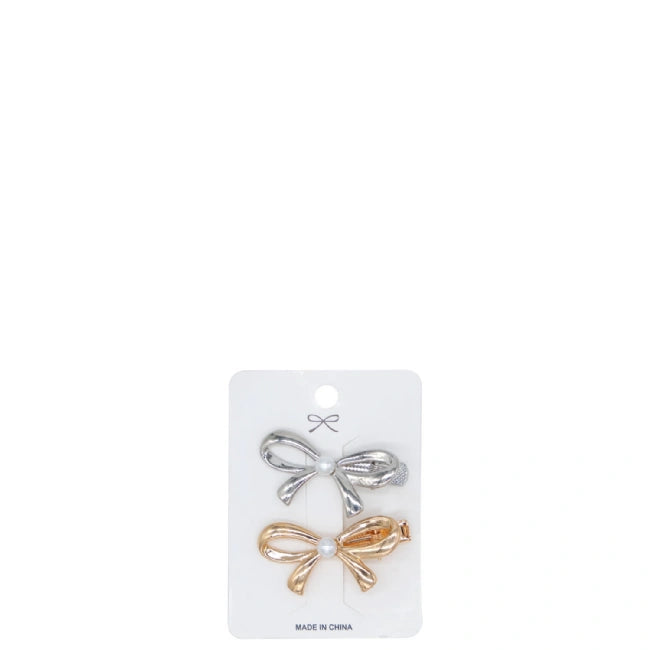 Bow-tique Silver & Gold Hair Clip Set - 2pc - 5 x 2.5cm