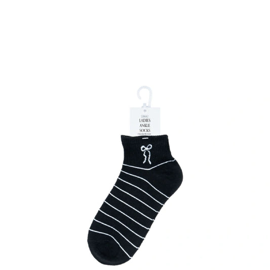 Bow-tique Ankle Socks - Black - One Size Fits Most