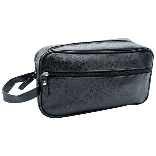 Mock Leather Wash Bag - Front Zip - 27 x 16 x 9cm