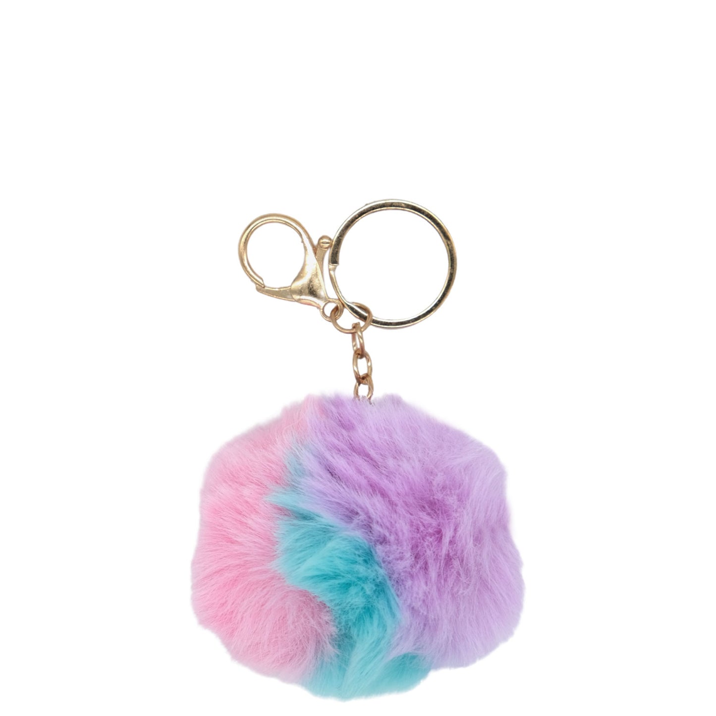 Multi-Coloured Pom-Pom Keyring - 8 x 7cm