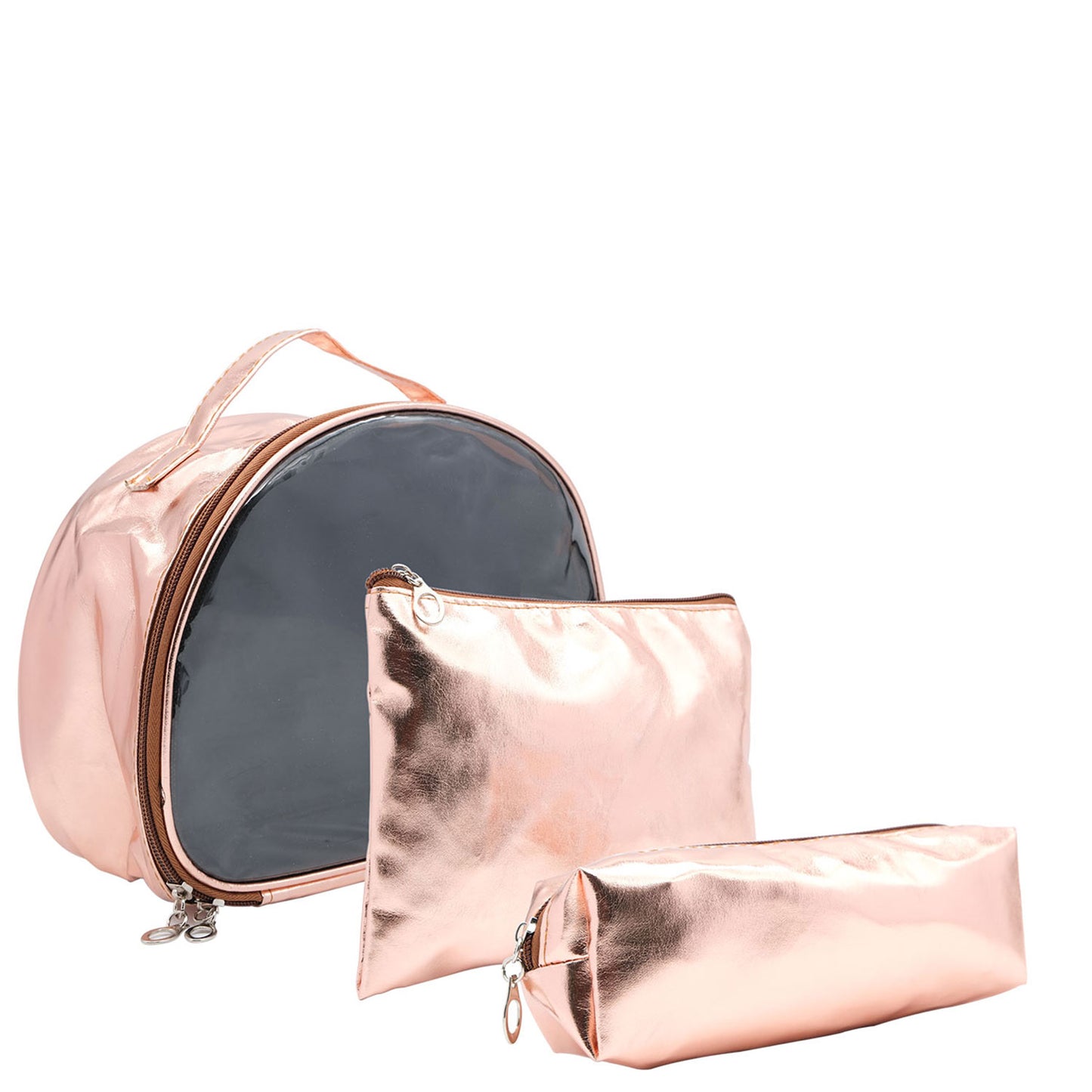 Rose Gold 3pc Beauty Bag Set