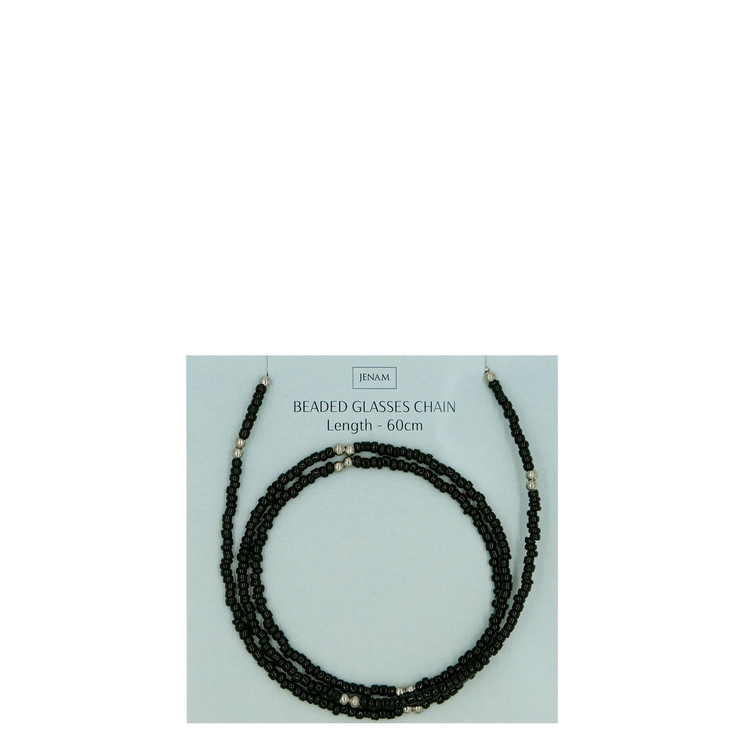 Beaded Glasses Chain (Black & Silver) - 60cm