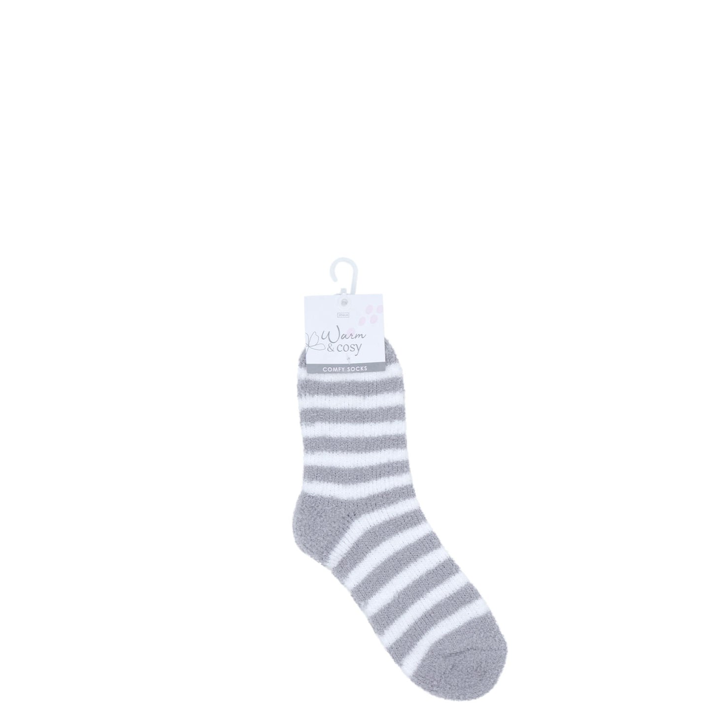 Cosy Fluffy Socks - (Grey Stripes)
