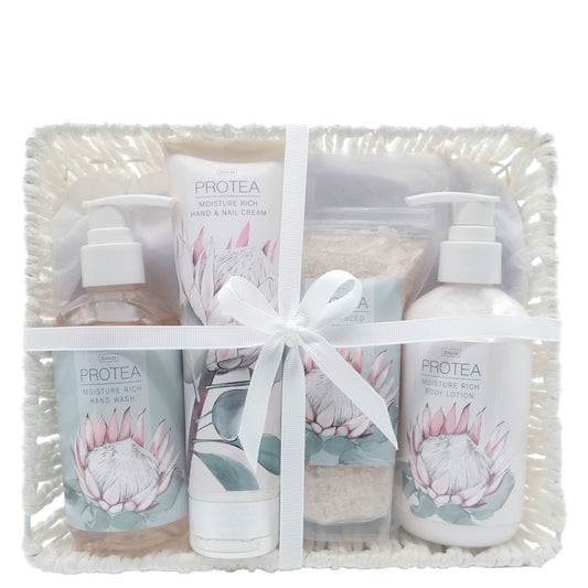 Protea Ultimate Indulgence - 250ml Body Lotion, 250ml Hand Wash, 300g Bath Crystals & 150ml Hand & Nail Cream