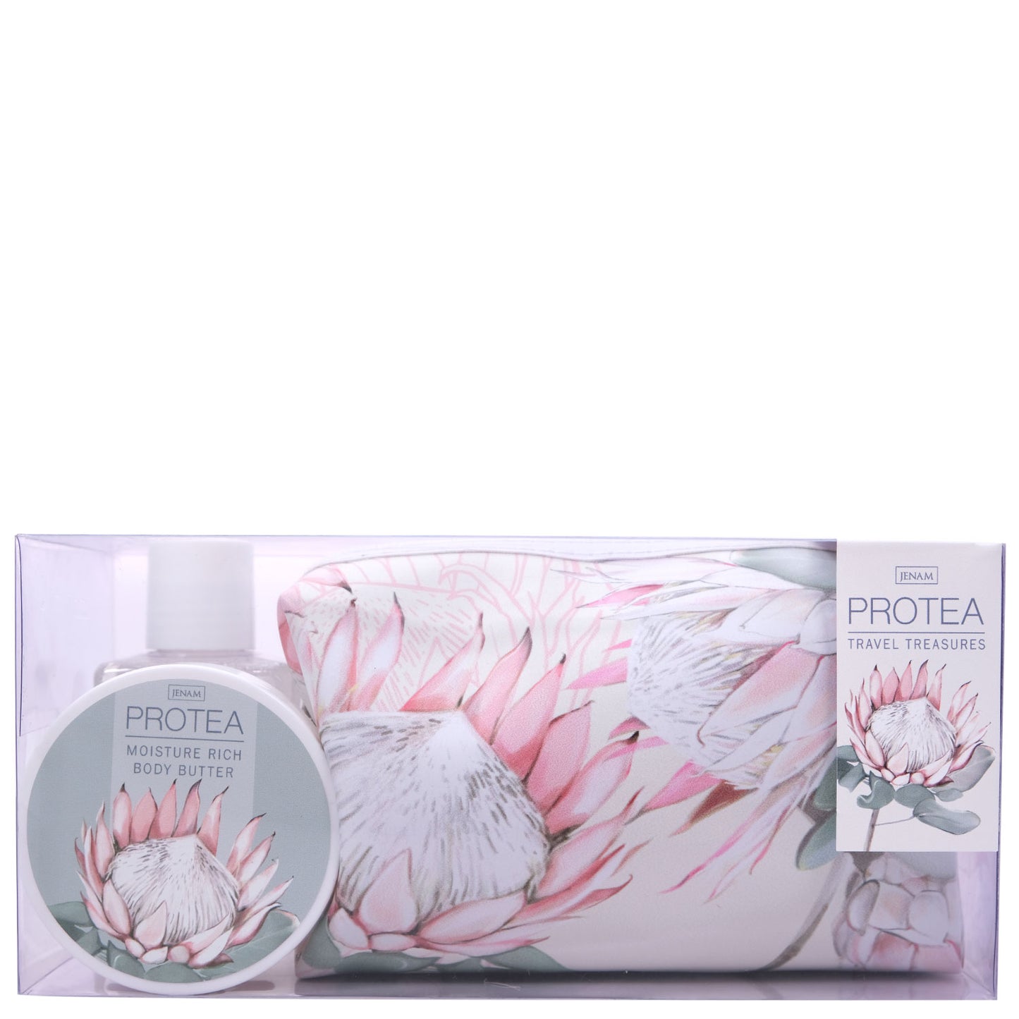 Protea Travel Treasures - 150ml Body Wash, 50g Body Butter & Cosmetic Bag (19 x 9 x 11cm)