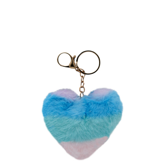 Kids Fluffy - Heart Pom Pom Keyring (9 X 6cm)