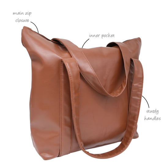 Out Of Africa Tote Bag (Saddle Brown) - 43 X 12 X 35cm