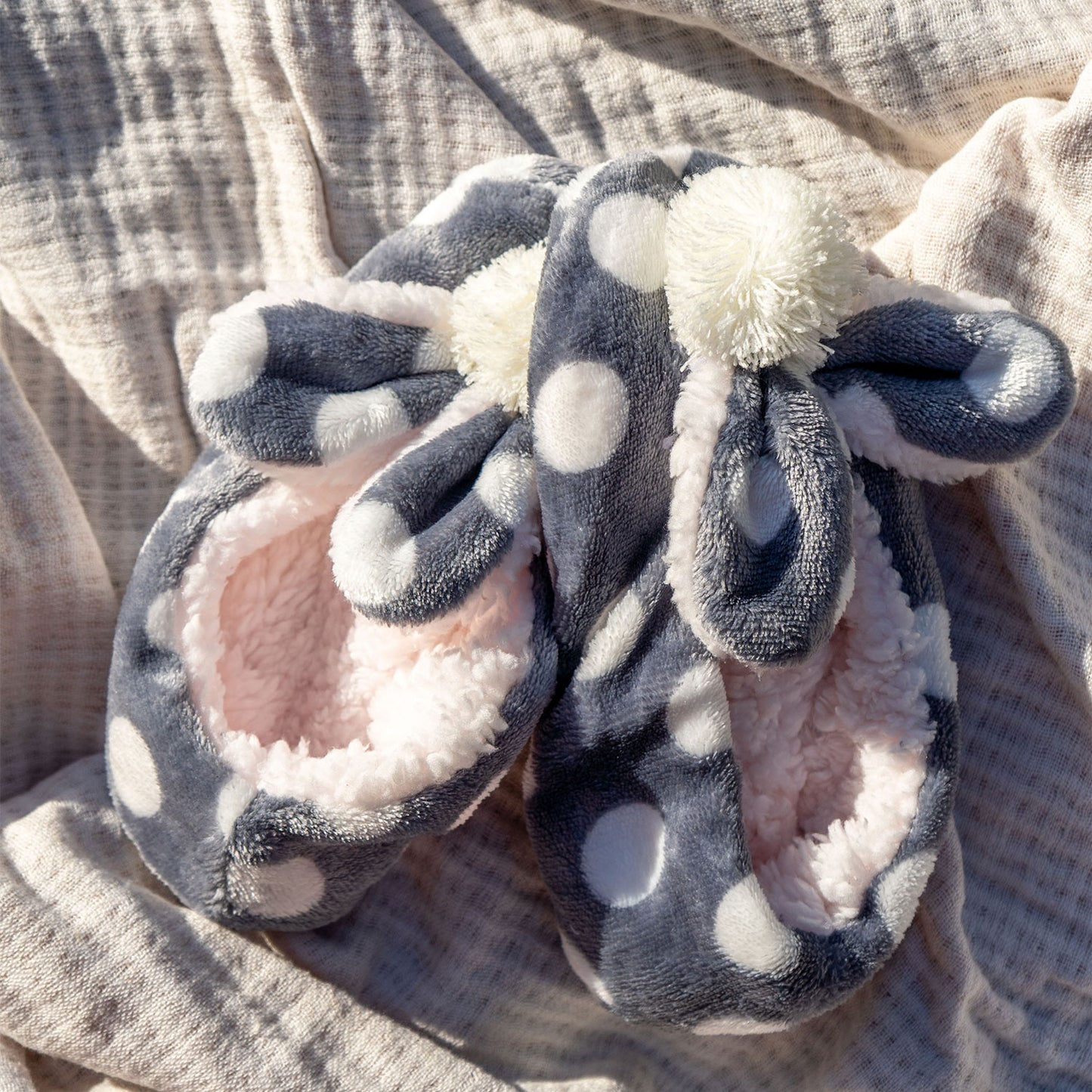 Easter - Grey Fluffy Slippers