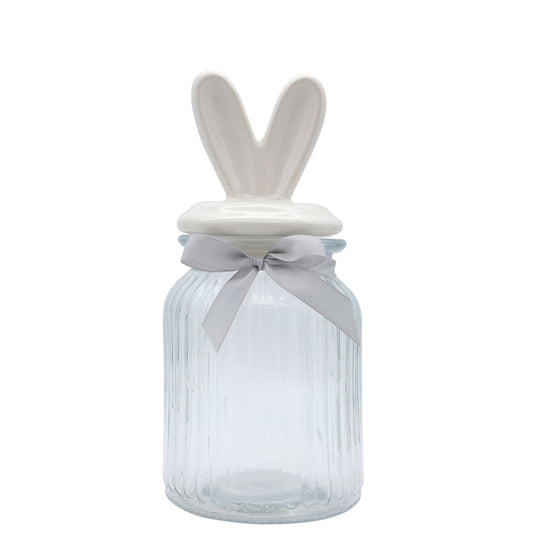 Easter - Large Glass Jar (With Ceramic Bunny Ears)