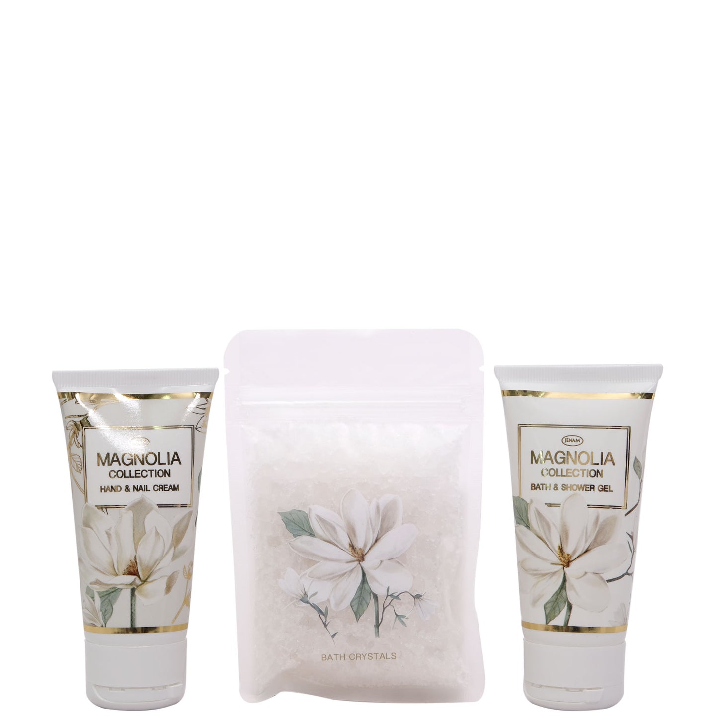 Magnolia Ultimate Luxury - 50ml Hand & Nail Cream, 50ml Bath & Shower Gel & 100g Bath Crystals