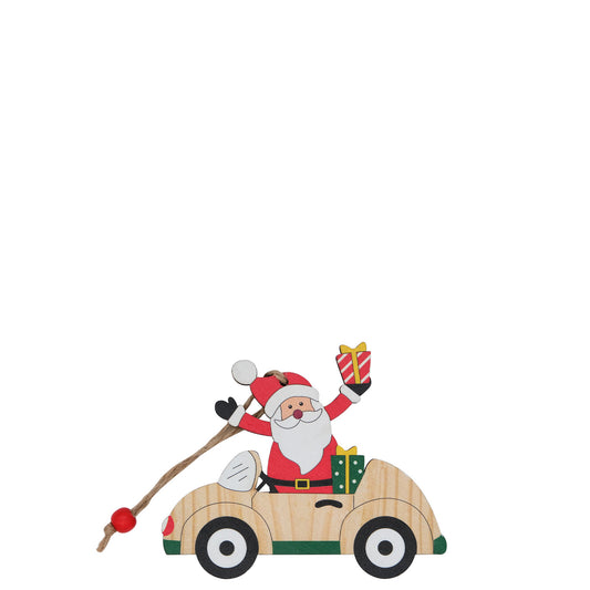Christmas - Father Christmas Car Ornament (Wooden)