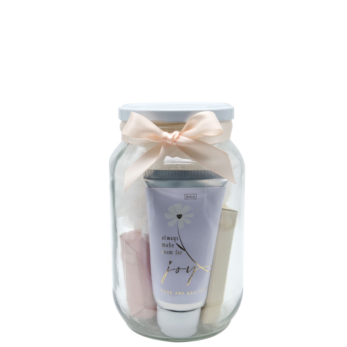 Just Smile Pamper Jar - 75ml Hand & Nail Cream, 90g Soap, 20ml Body Mist & 30g Mesh Sponge