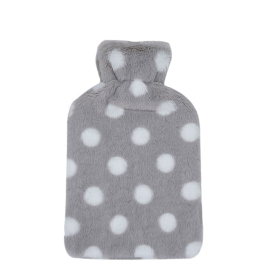 Cosy Hot Water Bottle (Plush Grey Dot) - 2 Litre