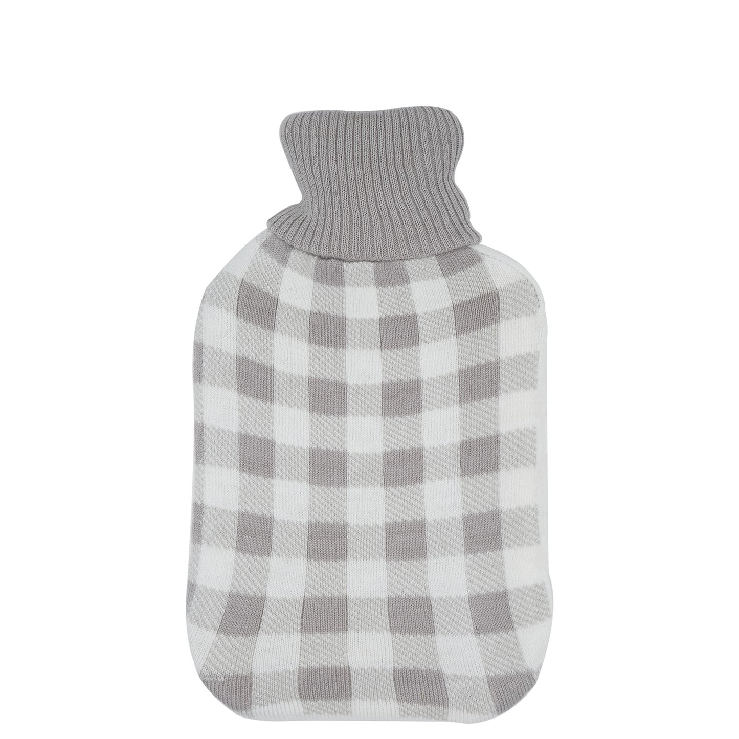 Cosy Hot Water Bottle (Knit Grey Check) - 2 Litre