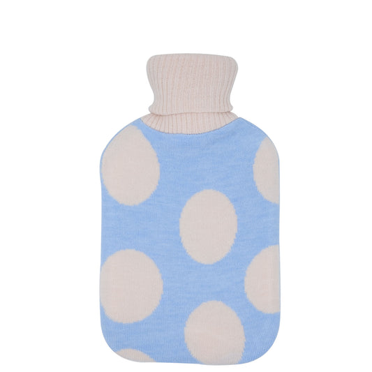 Cosy Hot Water Bottle (Knit Blue / Cream Dots) - 2 Litre
