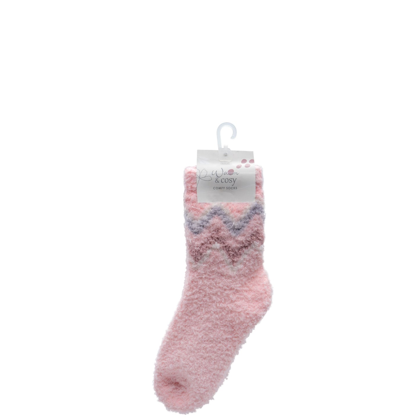 Cosy Fluffy Socks (Pink Zig-Zag) - One Size Fits Most
