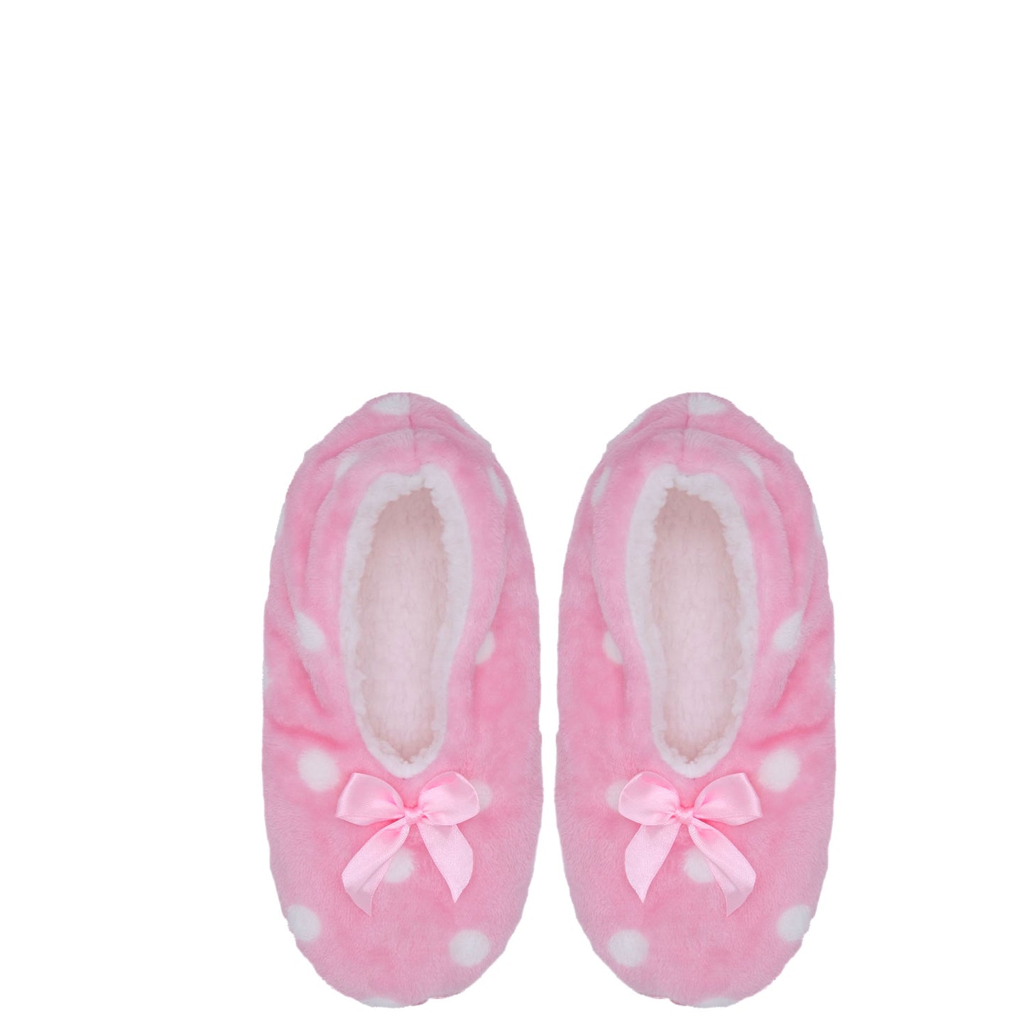 Cosy Fluffy Slippers (Pink Dots) - 11 x 25cm (+ - Size 4 - 6)
