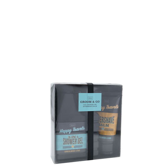 Happy Travels Groom & Go - 50ml Aftershave Balm, 200ml 3-In-1 Shower Gel & Keyring (6cm)