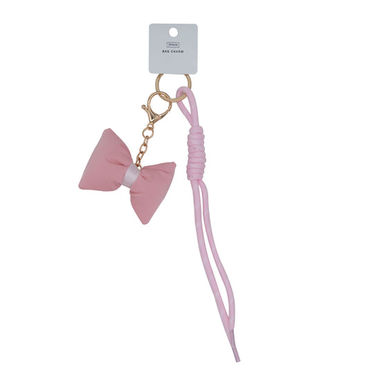 Bag Charm Pink Bow & Rope