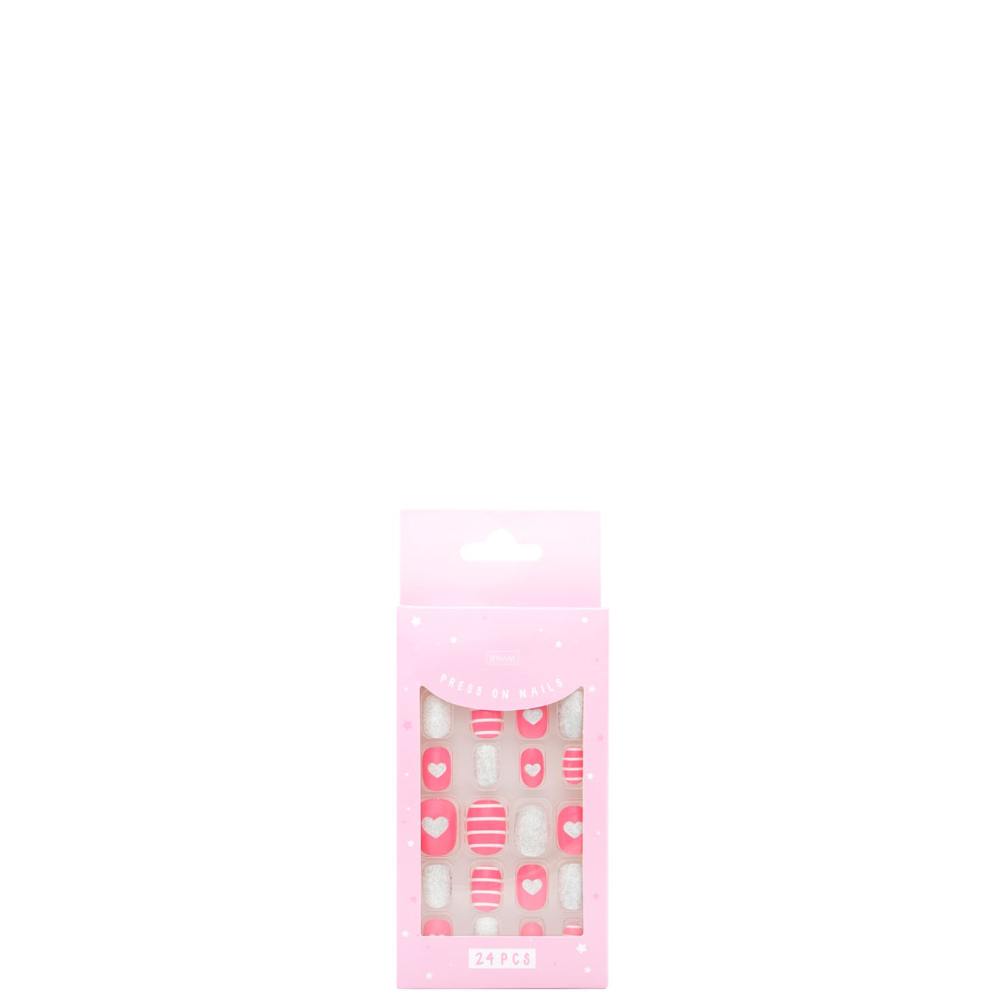 Hey Girl Press On Nails Pink / Glitter - 24 Assorted Size Nails