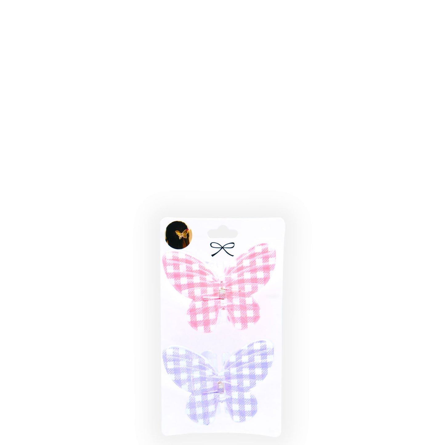 Hey Girl Butterfly Hair Clamps 2pc - Checks