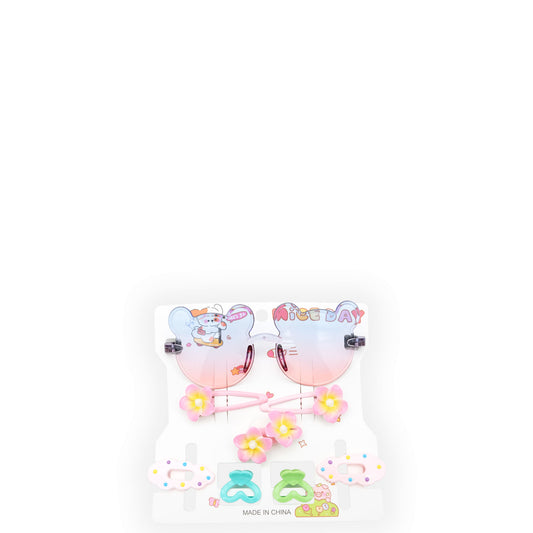 Hey Girl Sunglasses & Hair Clips Set - 1 x Sunglasses, 2 x Hairbands & 6 x Hair Clips