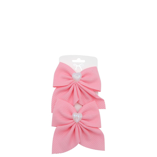 Hey Girl Pink Bow Hair Clips 2pc