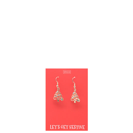 Christmas - Gold Tree Earrings