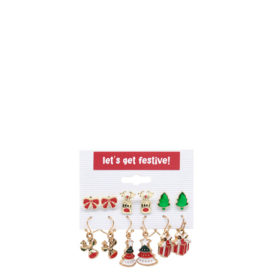 Christmas - 6 Pairs Assorted Earrings