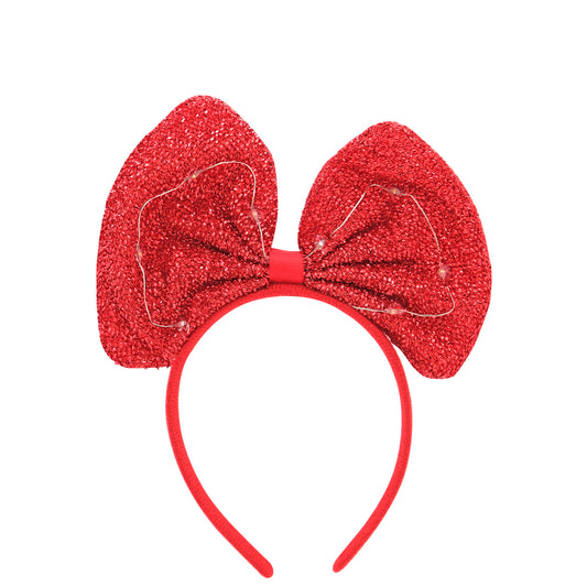 Christmas -  Bow With Light Aliceband