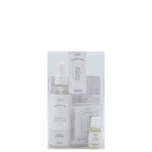 Scented Home Fragrance Collection - Classic Cotton - 200ml Room & Linen Mist, 30ml Scented Oil, Wax Melts & Scented Sachet